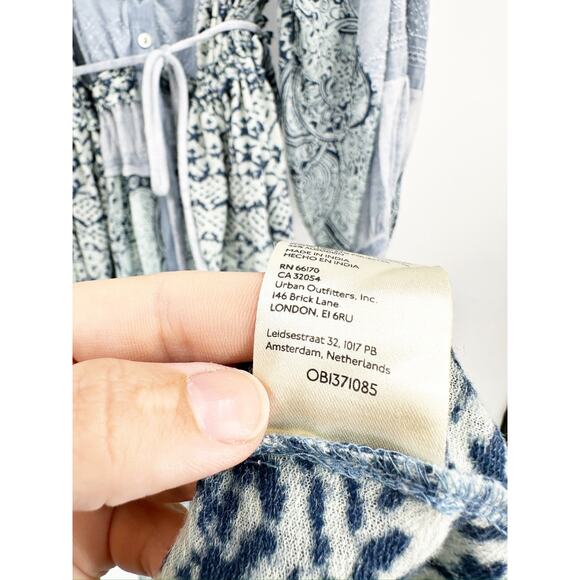 Free People Oh My Blue Mix Print Long Sleeve Button Front Midi Dress Size Small - Picture 6 of 7
